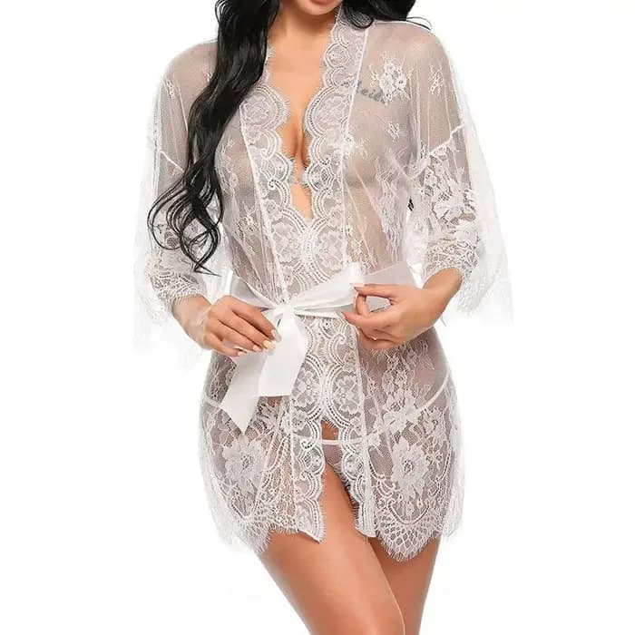 Robe de nuit transparente en dentelle pour femme