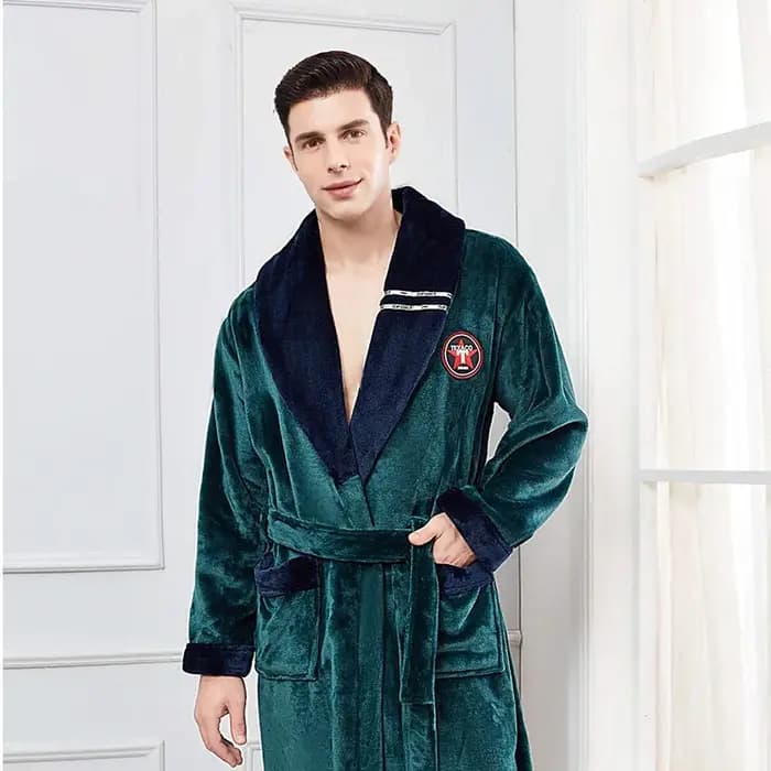 Haute qualité hommes Robe hiver peignoir mâle longue épaisse chaude Terry polaire serviette