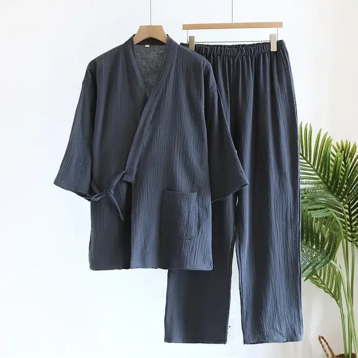 Kimono de Grande Taille avec Poche et Pantalon Long pour Homme
