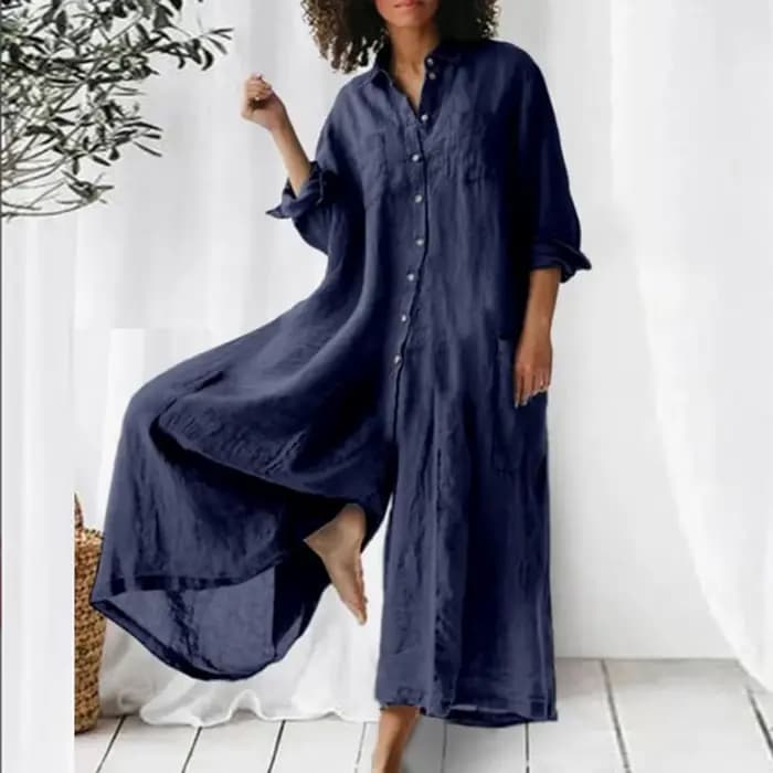 Combinaison ample vintage en coton et lin pour femme, avec boutons, style décontracté d'été, pantalon large, combishort de plage