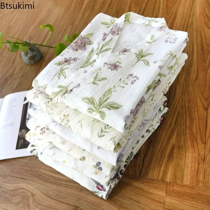 Robe Kimono Femme 2026 – Peignoir 100% Coton Ample à Imprimé Floral