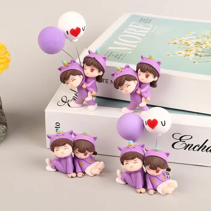 Pyjama violet de dessin animé créatif mignon pour couple