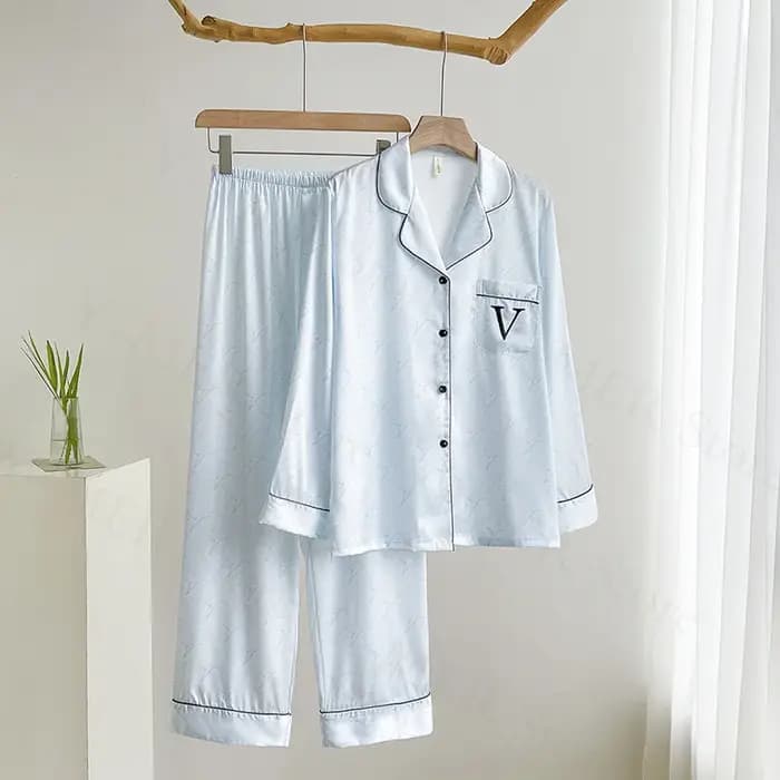 Pyjama léopard à manches longues pour femmes, 2 pièces, costume de maison en Satin, chemise et panta