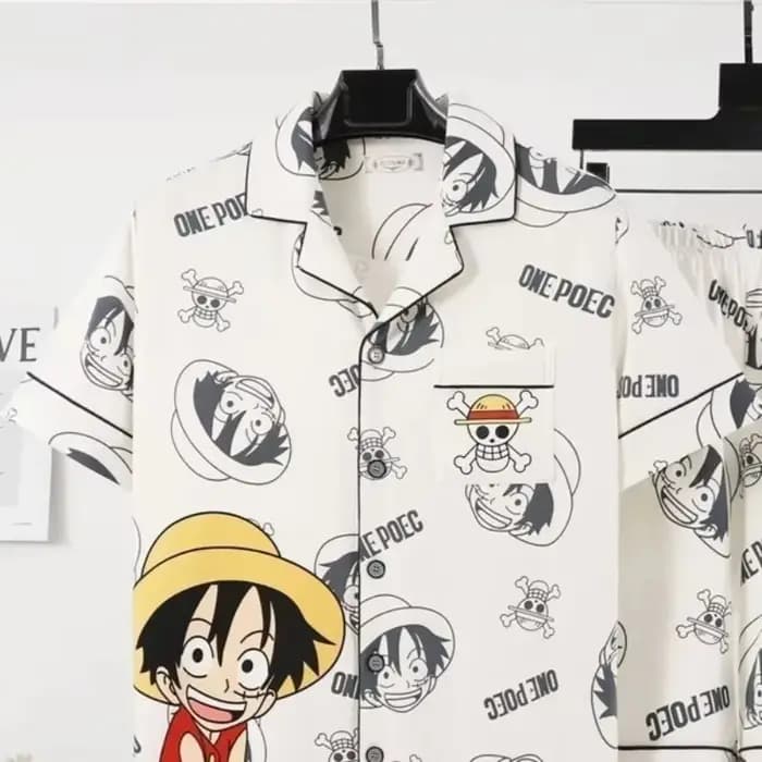 Grande taille Anime une pièce Luffy pyjamas ensemble doux confortable homme femmes vêtements de nuit coton pyjama ample ample décontracté vêtements de maison