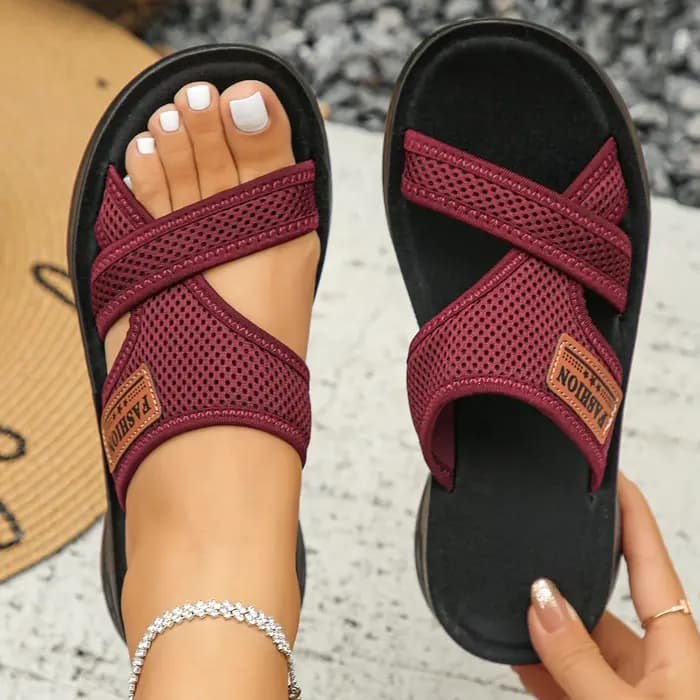 Femmes pantoufles plates été vêtements de plein air sandales fond souple chaussures légères