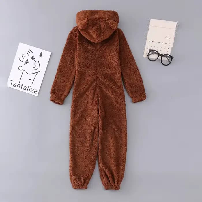 Femmes polaire Oneseies fermeture éclair à capuche Pyjamas barboteuses vêtements de nuit confortables