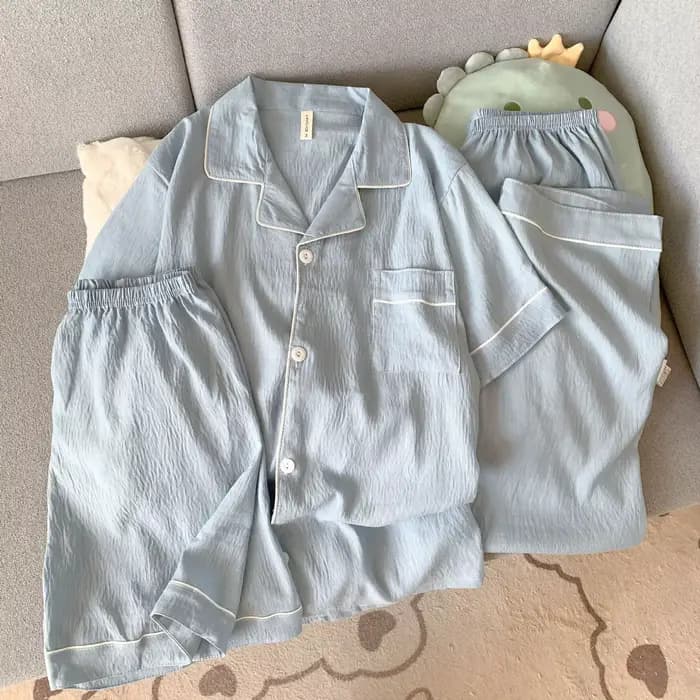 Pyjama d'été pour homme à manches courtes : Ensemble 3 pièces simple, uni, de haute qualité, style vêtement d'extérieur ; Pyjama jeunesse printemps/été