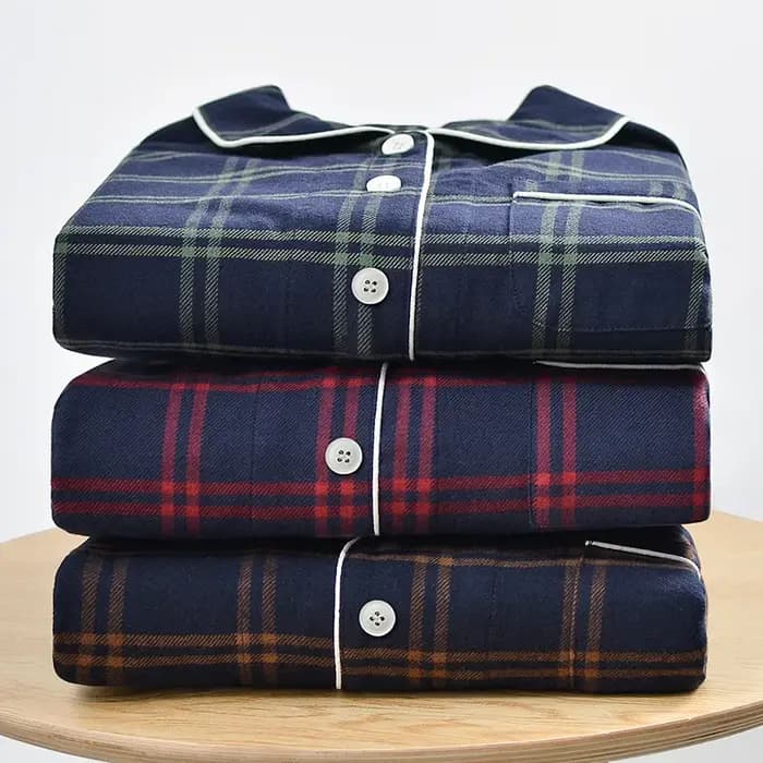 Ensemble de pyjamas en coton chaud à manches longues pour couple