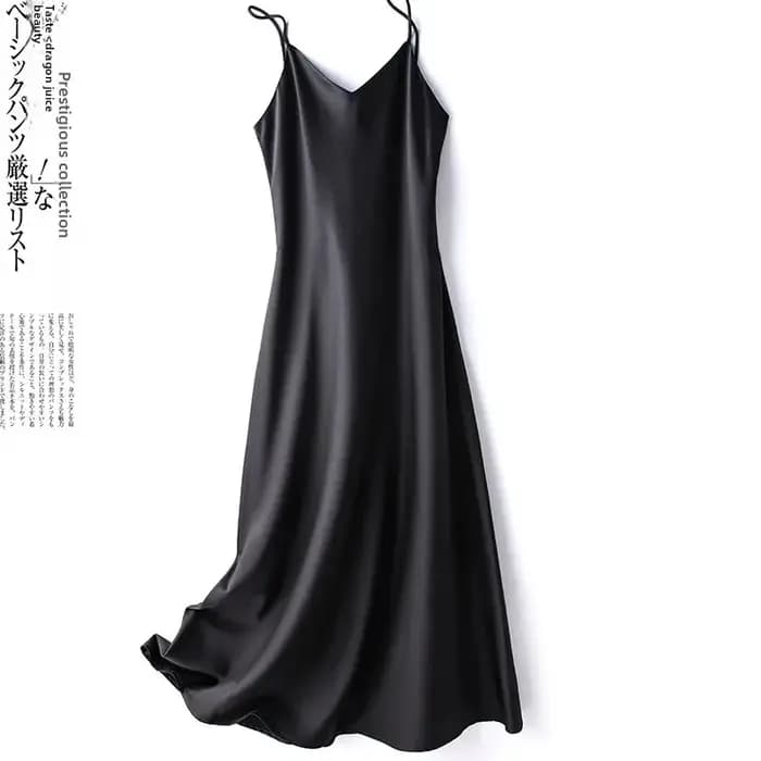 Robe longue en satin de soie pour femme