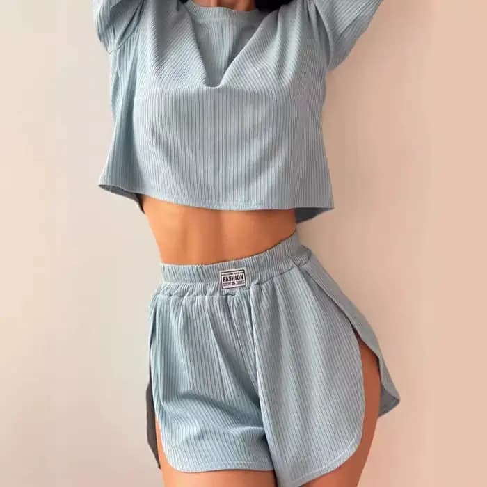 Ensemble de vêtements de détente côtelés 2 pièces pour femmes