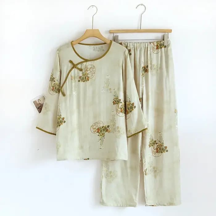 Vêtements de nuit en Fiber de bambou pour femmes, ensemble pyjama décontracté à manches longues et p