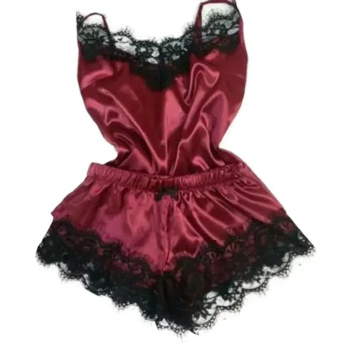 Ensemble pyjama d'été en dentelle et soie pour femmes