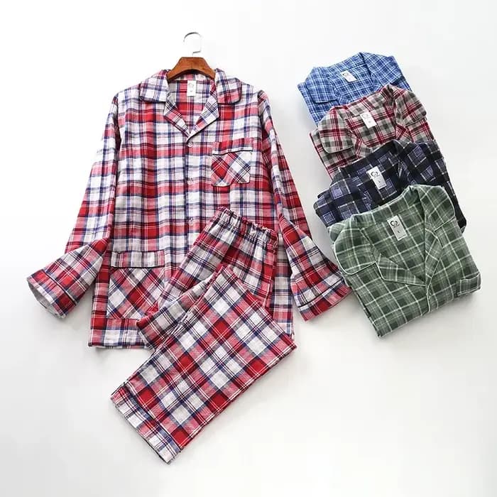 Ensembles de pyjama en coton à carreaux pour hommes