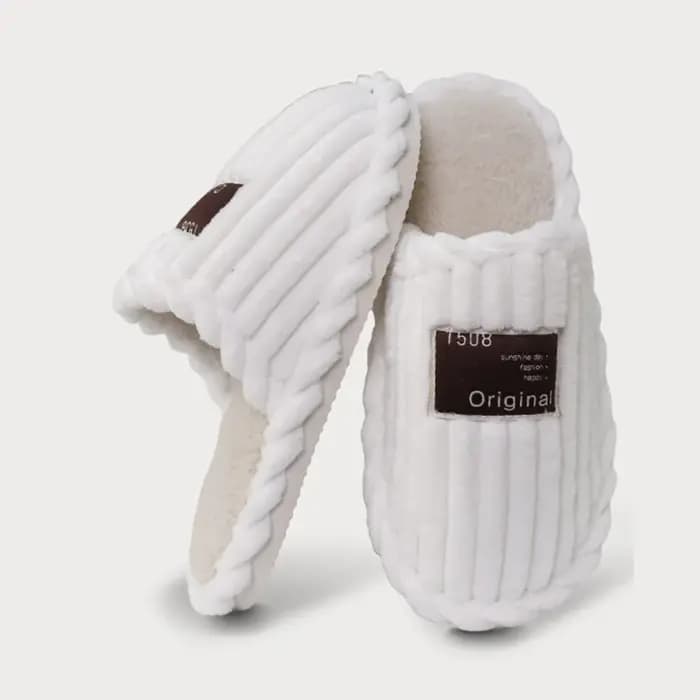 Pantoufles d'intérieur en velours côtelé pour femme, légères, à semelle souple, chaudes, en coton, a