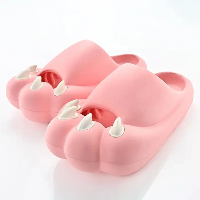 Patte de chat griffe pantoufles femmes nuage plate-forme drôle maison dessin animé mignon Kawaii été plage doux antidérapant tongs hommes dames 2025