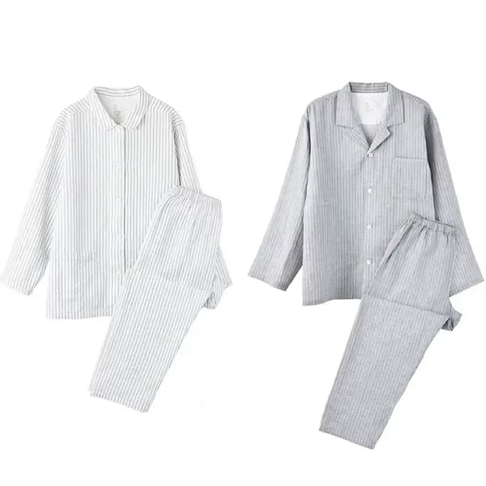 Pyjama de couple rayé à manches longues pour femmes