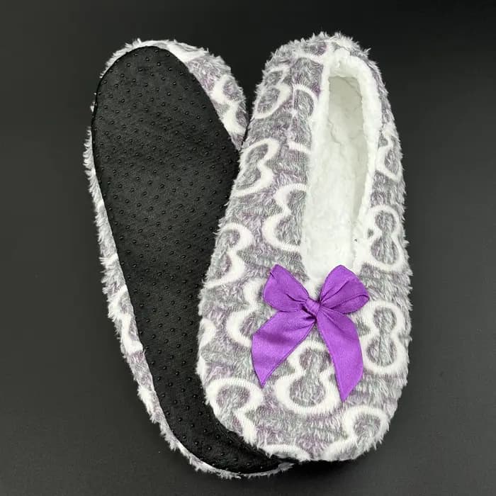 Chaussons d'intérieur moelleux pour femme avec nœud