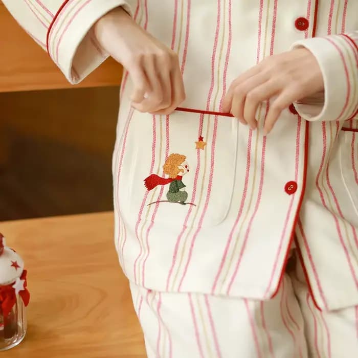 Ensemble pyjama Vintage rayé avec col Peter Pan
