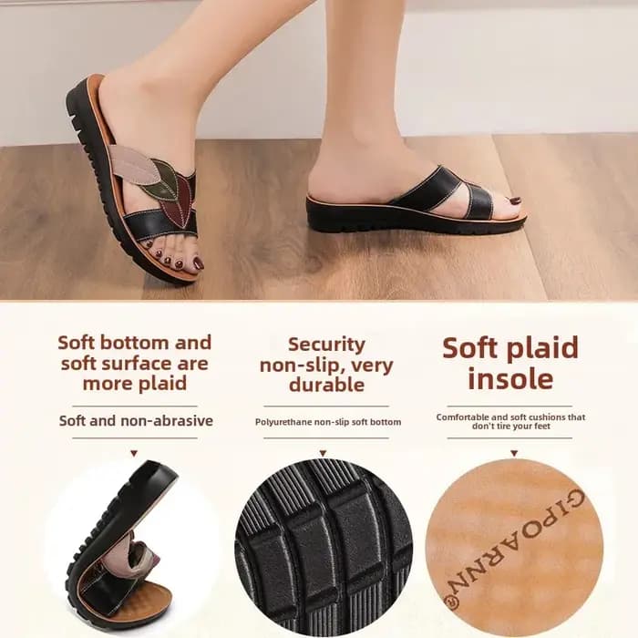 Pantoufles Astronomiques Antidérapantes en Cuir Doux pour Femme d'Âge Moyen et Elfe