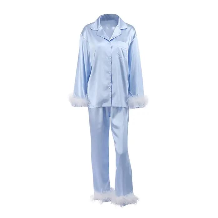 Ensemble pyjama 2 pièces en Satin de soie pour femmes
