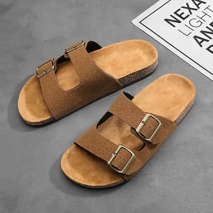 【Double bouton rétro + sensation de pied en liège】 Pantoufles décontractées pour couple pour vêtements d'été