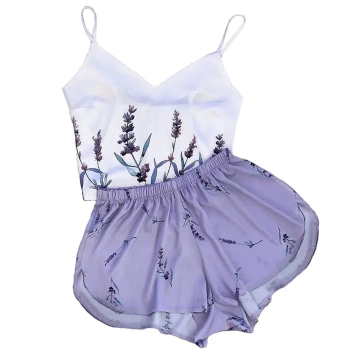 Ensemble de pyjamas d'été en satin pour femmes, vêtements de nuit College de fleurs de µ, pyjamas sexy à col en V, vêtements d'intérieur en fibre, vêtements de détente