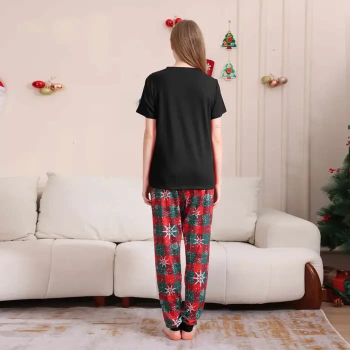 Ensemble pyjama de noël à manches courtes, imprimé de dessin animé, tenue assortie pour adultes et enfants, t-shirt + pantalon, costume 2 pièces, barboteuse pour bébé, Look de famille