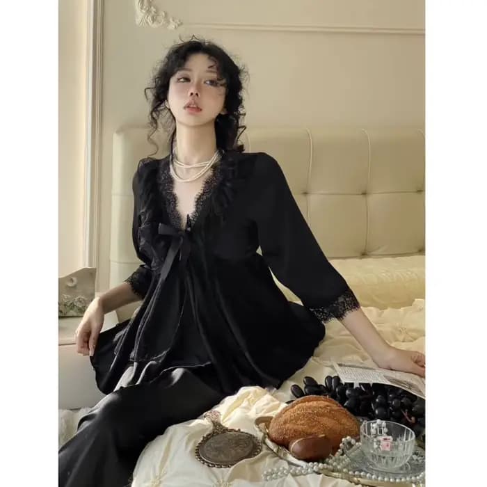 Pyjama princesse Sexy en soie glacée pour femmes