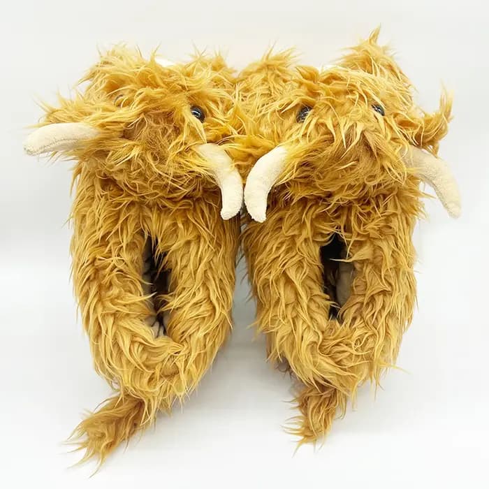 Highland vache mode pantoufles hiver moelleux bétail en peluche pantoufle femmes écossais