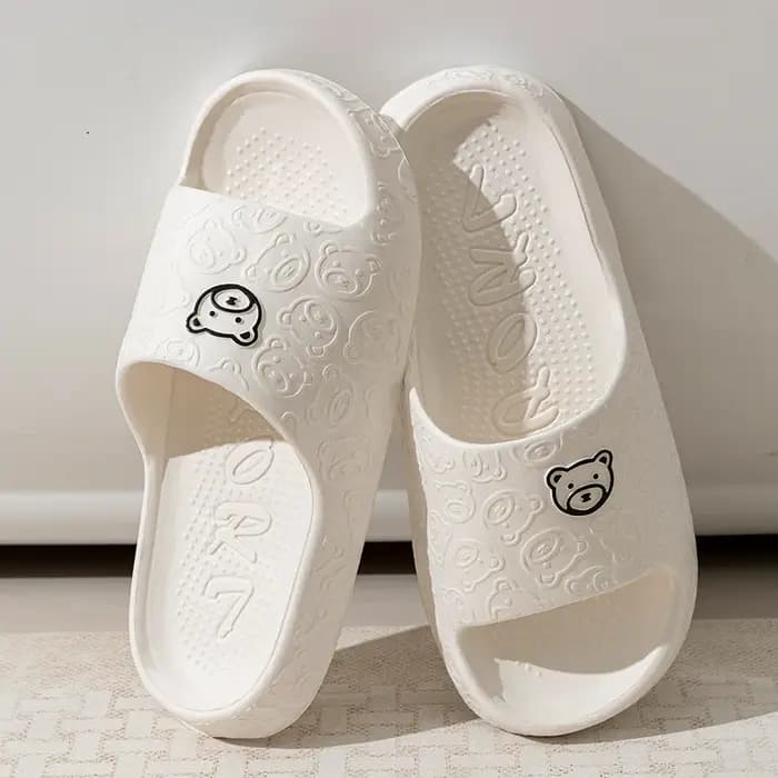 Pantoufles d'été imprimées ours mignon pour femmes et hommes