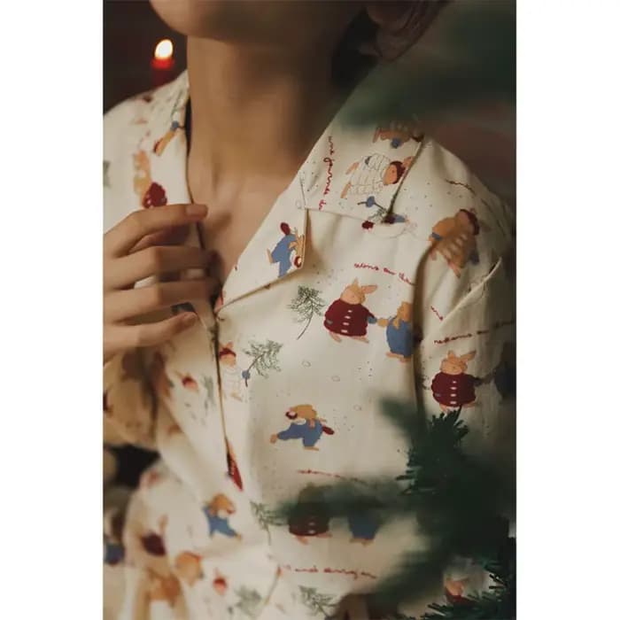 Ensemble pyjama confortable imprimé ours pour femmes