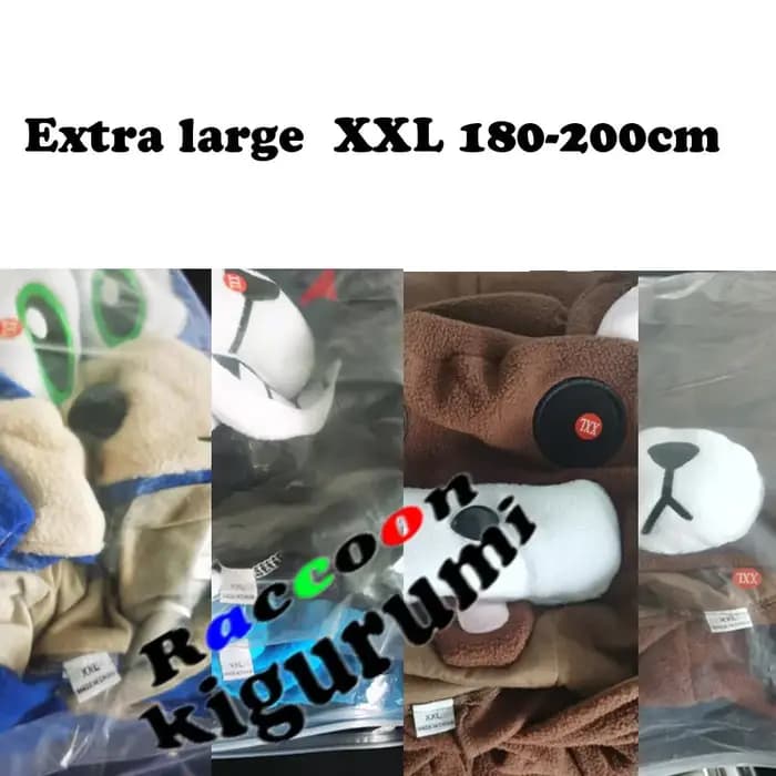 XXL (180-200 cm) ours pyjamas Anime marron adultes Onesies femmes fille Cosplay dessin animé Costume Animal hiver raton laveur Kigurumi