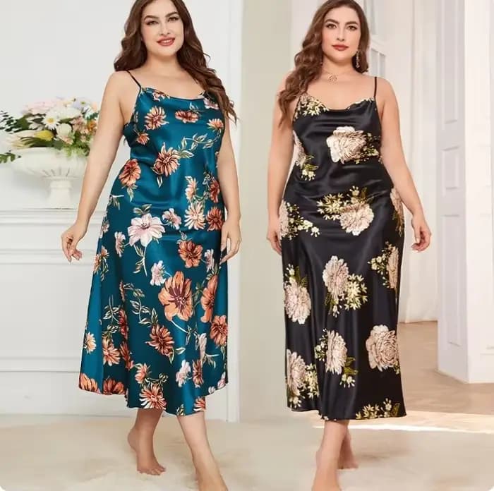 XL-5XL grande taille Sexy jarretelle chemise de nuit vêtements de nuit Lingerie été femmes chemise de nuit ample soyeux Satin robe de chambre vêtements de détente