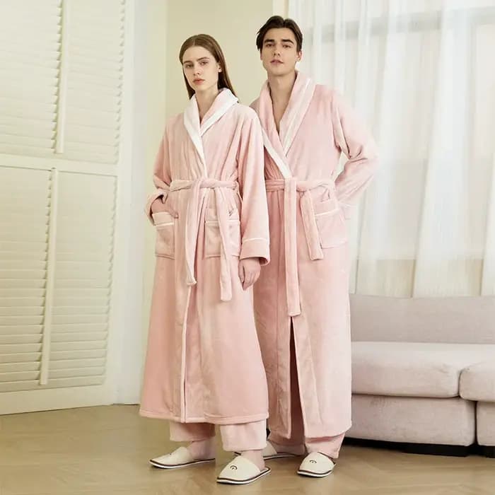 Hommes vêtements de nuit épaissir flanelle Kimono Robe pantalon costume doux
