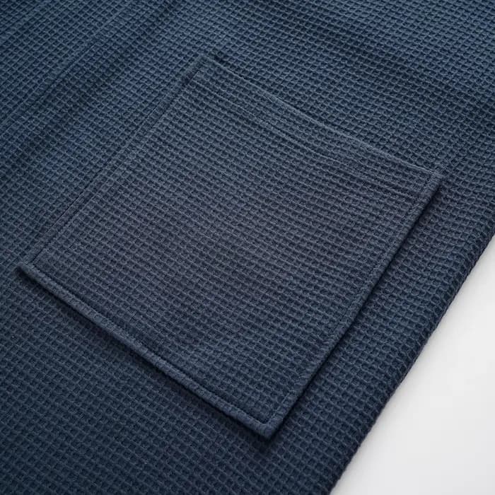 Peignoir pour hommes Premium - Tissage gaufré 100 % coton en bleu saphir avec col en V et ceinture à nouer Robe kimono gaufrée de luxe - Respirant