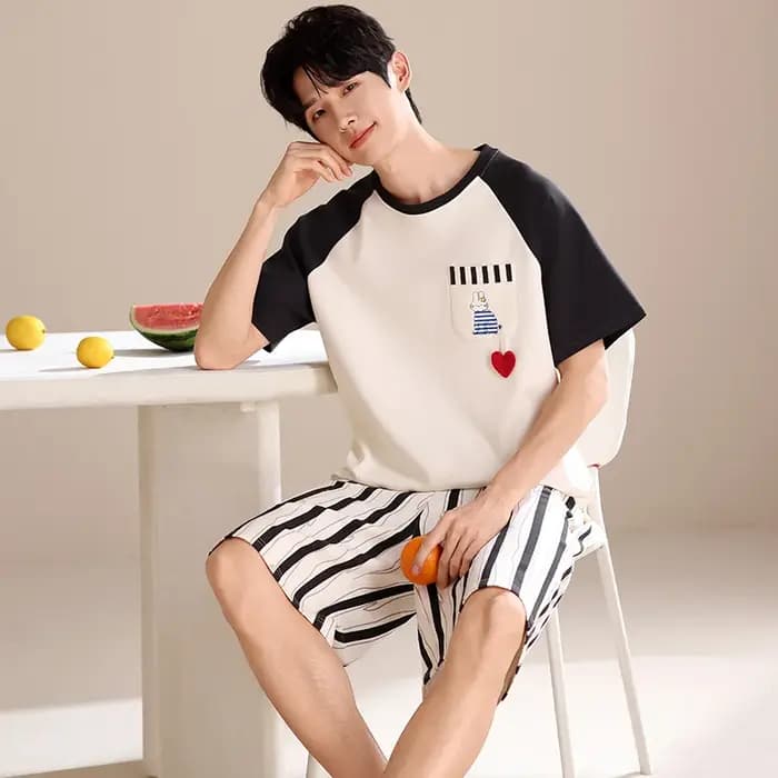 Kawaii jeunesse hommes pyjamas mignon chiot impression vêtements de nuit