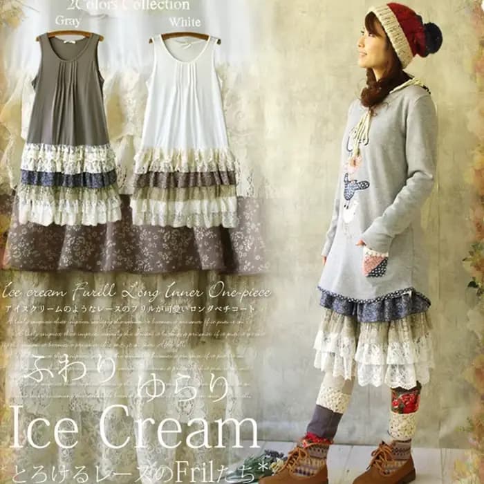 Robe maxi plissée à volants Lolita Sweet Lace Layer pour femmes