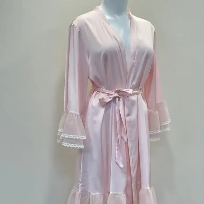 Peignoir en satin à manches longues pour femmes
