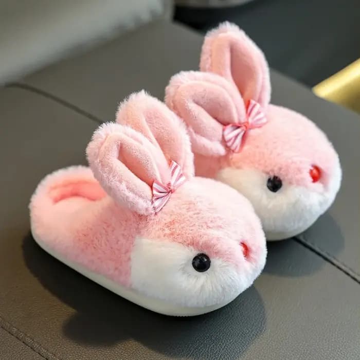 Mignon lapin enfants pantoufles maison hiver mode garçons filles casual en peluche