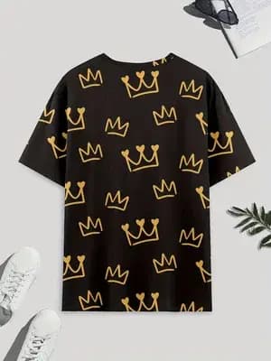 Ensemble de pyjama pour homme, comprenant un haut à manches courtes et un short imprimés couronne, vêtements de nuit confortables pour l'été
