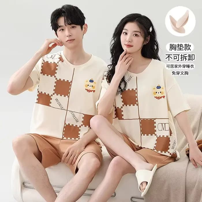 Ensemble de pyjamas de dessin animé pour couple, vêtements de nuit assortis, vêtements de nuit pour