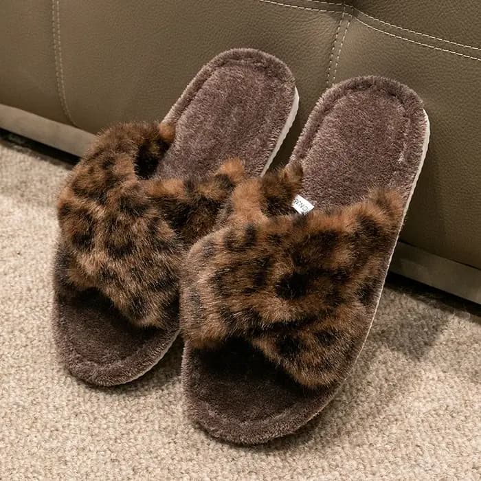 Pantoufles coulissantes à imprimé léopard pour hommes – Chaussures de maison respirantes à bout ouvert avec semelle