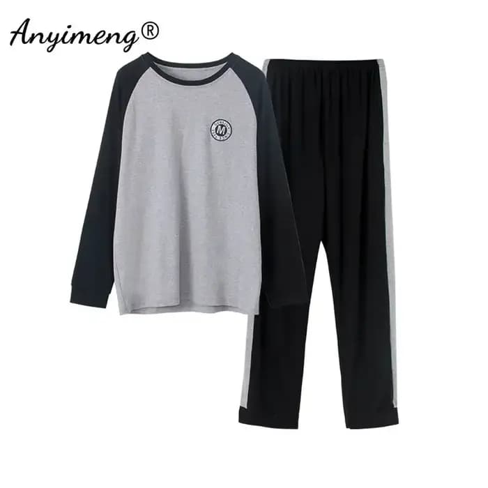 2XL 3XL 4XL hommes coton Pyjamas ensemble élégant Style minimaliste Pijamas grande taille Homsuit po