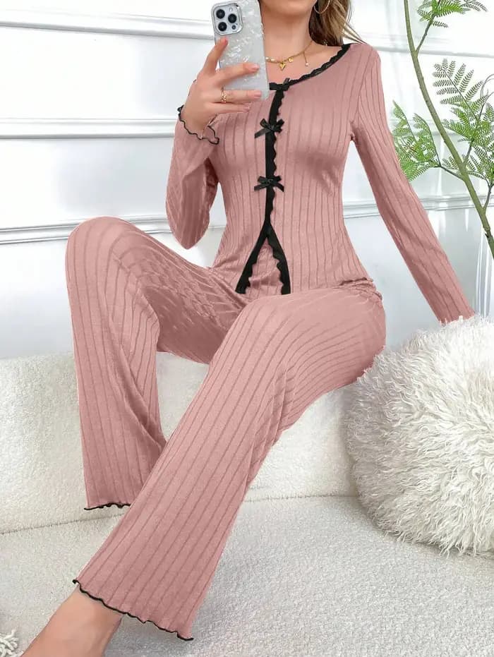 Chaud hiver vêtements de nuit Pyjamas Ensembles Pyjama Femme Ensemble pantalon