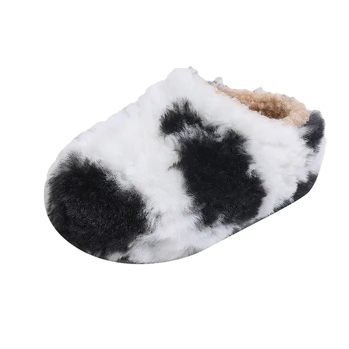 2025 enfant fourrure pantoufles plates hiver nouvelles filles Patchwork casual coton chaussures chaud mode enfants en