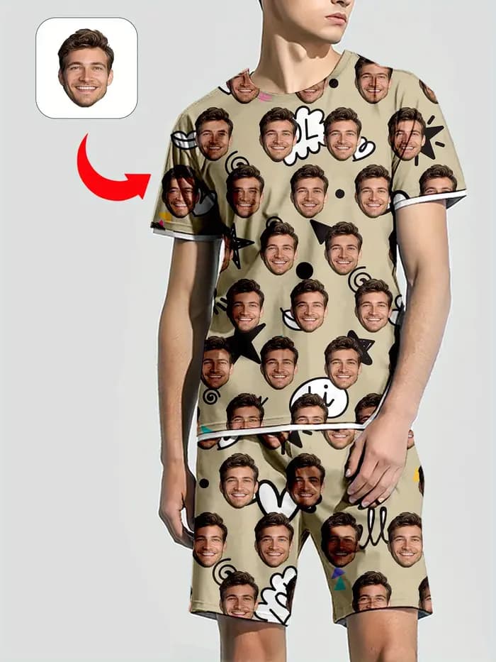 Photo personnelle personnaliser pyjamas confortable ample maison ensemble saint valentin cadeau hommes femmes visage