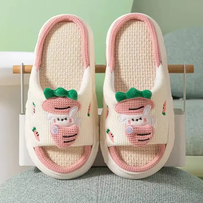 Litfun hiver lin chaussons pour femmes semelle souple diapositives intérieures mignon dessin animé motif maison