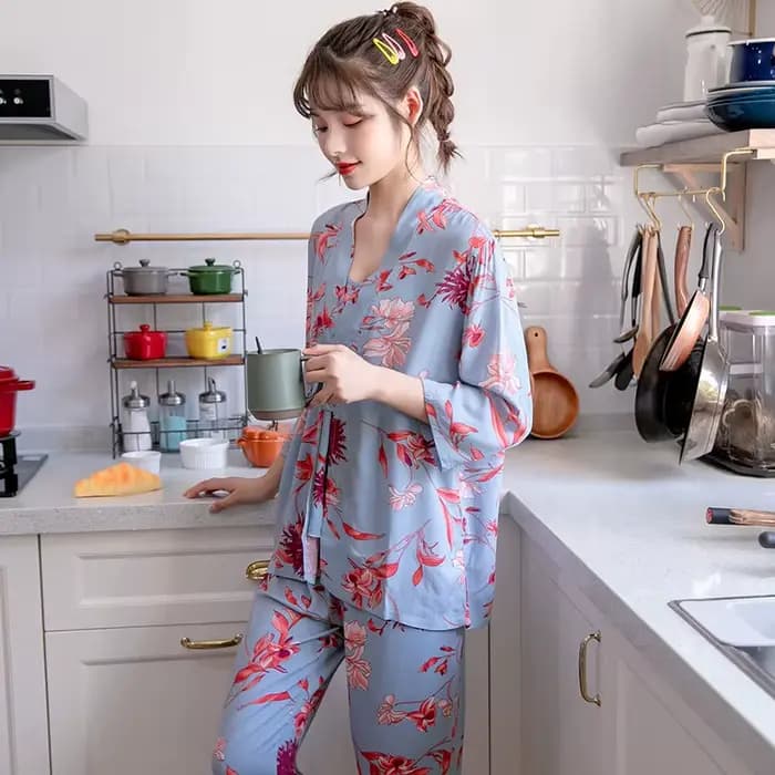 Ensemble de robe d'impression de fleurs Femmes Pyjamas Ensembles Vêtements De Nuit Sexy Lingeries Imprimé Floral