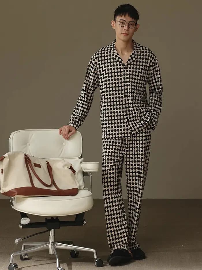 Pyjamas pour hommes, cardigans à manches longues