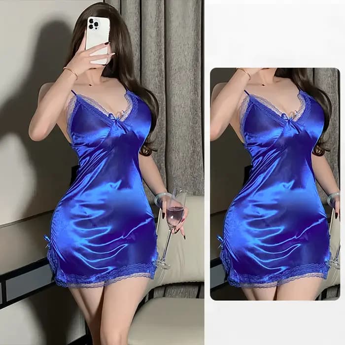 Chemise de nuit en satin translucide pour femmes